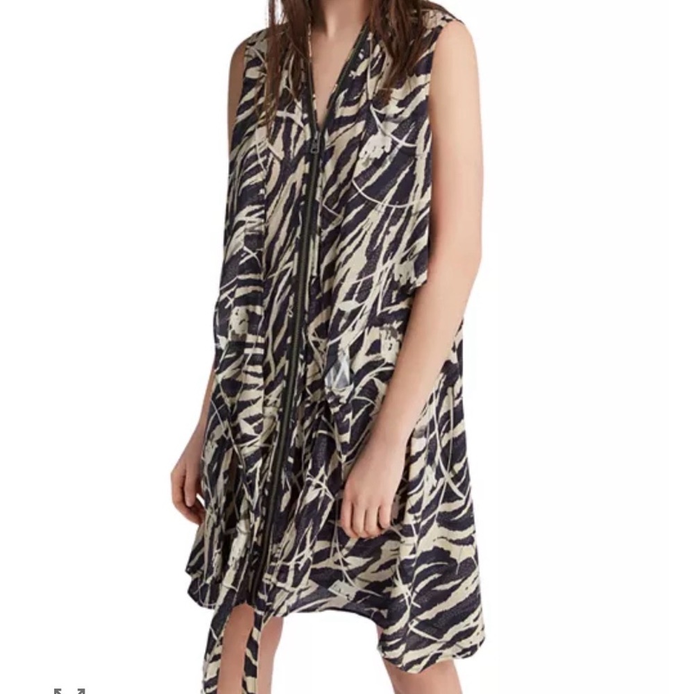 AllSaints Black & Taupe Abstract Knot-Front Dress – Size XS – Asymmetrical Luxe - Picture 3 of 15